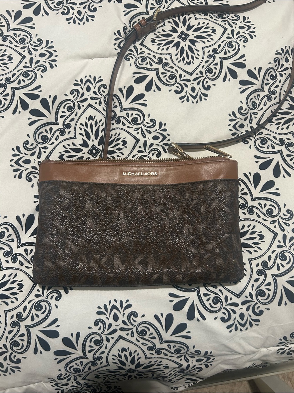 Michael Kors Brown and Tan Crossbody Bag